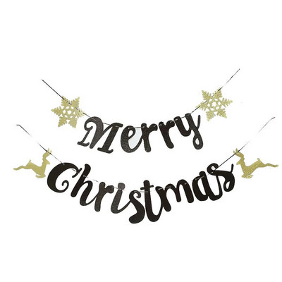 Kalėdiniai papuošalai Juodasis auksas Linksmų Kalėdų Laiškas Vėliava Reklaminė juosta Vaikai Linksmų Kalėdų Naujųjų Metų vakarėlis Kabantis skroblas girliandos papuošimas