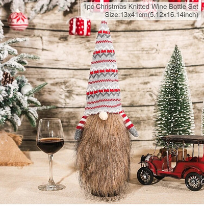Kalėdų vyno butelio dangtelis Linksmų Kalėdų papuošimai namams 2023 m. Kalėdų papuošalai Kalėdų Navidad Natal dovanos Naujieji 2024 m.