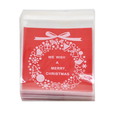 50 vnt 10x10 cm Kalėdų saldainių sausainių dovanų maišeliai Plastikiniai lipnūs sausainiai Užkandžių pakavimo maišeliai Kalėdų vakarėlio dekoravimo paslaugos