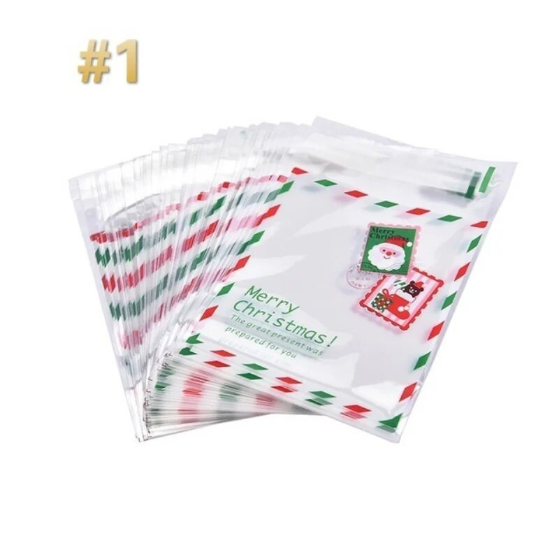 100 vnt Kalėdų Kalėdų Senelis Briedis Sniego senelis Lipnus sausainių pakavimo maišeliai sausainiams Užkandžių kalėdinis papuošimas 4 stiliai