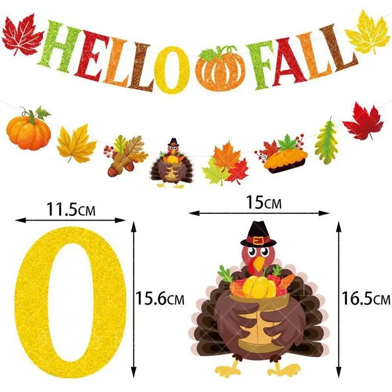 Rudens vakarėlio puošmena Sveiki rudens vėliava Reklaminė juostelė Derliaus šventė Padėkos vakarėlis Moliūgų klevo lapų Šeimos vakarėlis Kabanti Garla