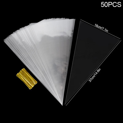 50 vnt. permatomas saldainių spragėsių pakavimo maišelis Plastikinis celofaninis sausainių dovanų maišelis Vestuvių gimtadienio vakarėliui teikia Kalėdų reikmenis