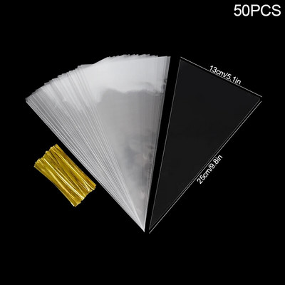 50 vnt. permatomas saldainių spragėsių pakavimo maišelis Plastikinis celofaninis sausainių dovanų maišelis Vestuvių gimtadienio vakarėliui teikia Kalėdų reikmenis