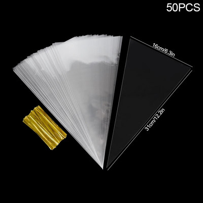 50 vnt. permatomas saldainių spragėsių pakavimo maišelis Plastikinis celofaninis sausainių dovanų maišelis Vestuvių gimtadienio vakarėliui teikia Kalėdų reikmenis