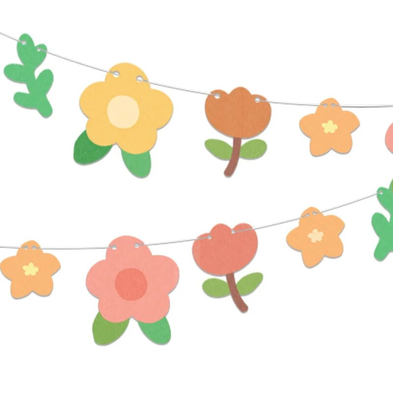 Kūrybiškas gėlių papuošimas Lapai gėlės vėliava Gimtadienio vakarėliai papuošti šventiniais namų papuošimais girlianda