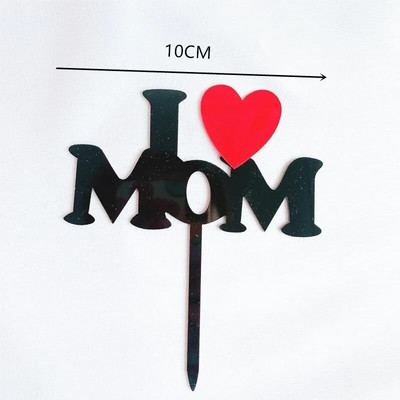 Man patinka MOM tortas Auksinės širdies formos Motinos diena Akriliniai Tortų tvarsčiai Motinos su gimtadieniu Tortas Dovanos Desertų papuošimai