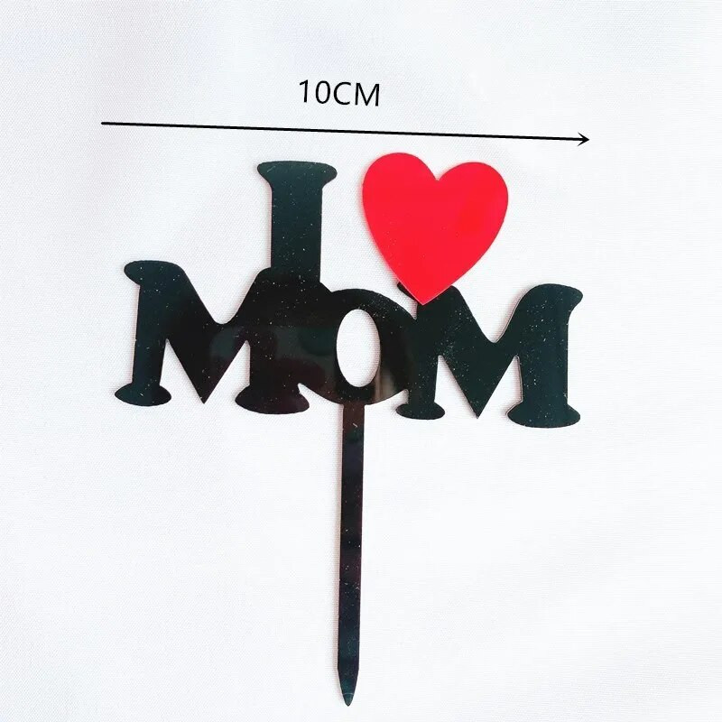 Man patinka MOM tortas Auksinės širdies formos Motinos diena Akriliniai Tortų tvarsčiai Motinos su gimtadieniu Tortas Dovanos Desertų papuošimai