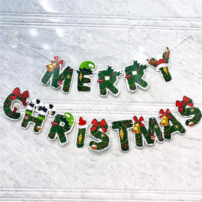 Šventinis vakarėlis Kalėdų vėliava Reklaminė juosta Kalėdų eglutės varpeliai, traukiantys gėlę Šeimos vakarėlis Linksmų kalėdų kabantis ešerių girlianda Decora