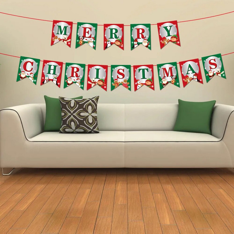 Kalėdų puošmena Animacinis filmas Kalėdų Senelis Elnias Laiškas traukimas Vėliavos Linksmų Kalėdų Šventinis Vakarėlis Kabantys Skardos Baneriai Namų puošmena