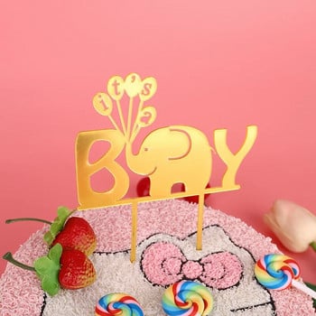 ins Карикатури Честит рожден ден Торта за торта розово злато Момче момиче Рожден ден Акрилни торти за торта Декорации за торта Baby Shower