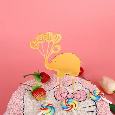 ins Animaciniai filmai Happy Birthday Cake Topper rožinis auksas Berniuko mergaičių gimtadienio vakarėlis Akriliniai tortų apmušalai, skirti Baby Shower Tortų papuošimams