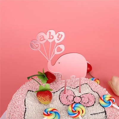 ins Animaciniai filmai Happy Birthday Cake Topper rožinis auksas Berniuko mergaičių gimtadienio vakarėlis Akriliniai tortų apmušalai, skirti Baby Shower Tortų papuošimams