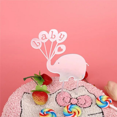 ins Animaciniai filmai Happy Birthday Cake Topper rožinis auksas Berniuko mergaičių gimtadienio vakarėlis Akriliniai tortų apmušalai, skirti Baby Shower Tortų papuošimams