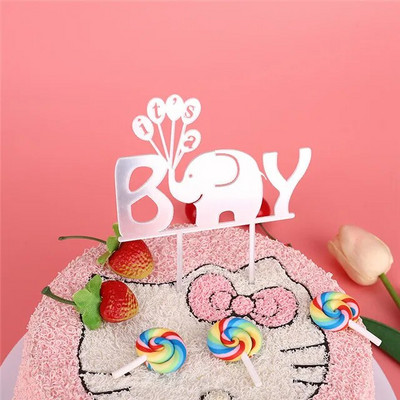 ins Animaciniai filmai Happy Birthday Cake Topper rožinis auksas Berniuko mergaičių gimtadienio vakarėlis Akriliniai tortų apmušalai, skirti Baby Shower Tortų papuošimams