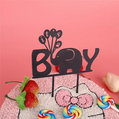 ins Animaciniai filmai Happy Birthday Cake Topper rožinis auksas Berniuko mergaičių gimtadienio vakarėlis Akriliniai tortų apmušalai, skirti Baby Shower Tortų papuošimams