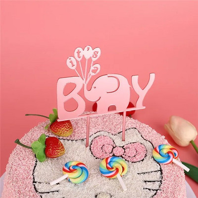 ins Animaciniai filmai Happy Birthday Cake Topper rožinis auksas Berniuko mergaičių gimtadienio vakarėlis Akriliniai tortų apmušalai, skirti Baby Shower Tortų papuošimams