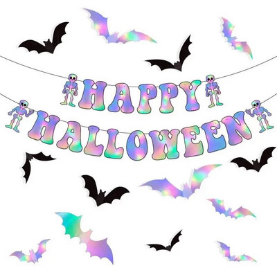 Decoratiuni de Halloween Happy Halloween Trage drapel Banner Festivalul Fantome Petrecere Fereastra Fundal Agățat Ghirlanda Decor Home Suppl