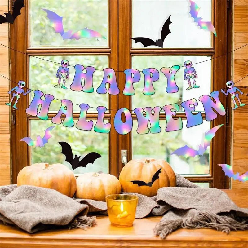 Helovino dekoravimas Linksmas Helovinas Vėliavos traukimas Reklamjuostė Ghost Festival Vakarėlio lango fonas Kabanti girlianda namų dekoro reikmenys