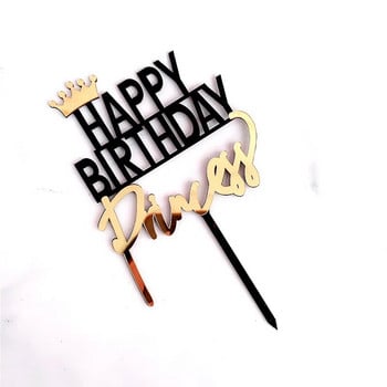 King crown princess alphabet Birthday Cupcake Topper Декорации за парти за рожден ден Деца Baby Shower Честит рожден ден Торти за торта