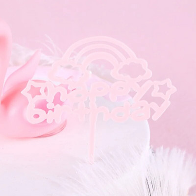 1τμχ Rainbow clouds γενεθλίων Cake Topper Ακρυλικό Χρόνια πολλά γράμματα τούρτα Topper Flags Γιορτινό πάρτι Διακοσμητικό τούρτας Προμήθειες