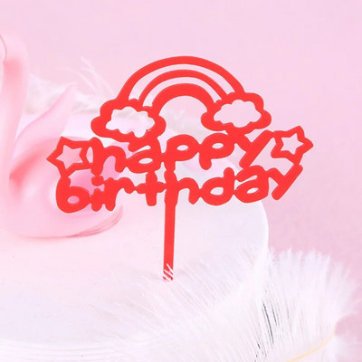1τμχ Rainbow clouds γενεθλίων Cake Topper Ακρυλικό Χρόνια πολλά γράμματα τούρτα Topper Flags Γιορτινό πάρτι Διακοσμητικό τούρτας Προμήθειες