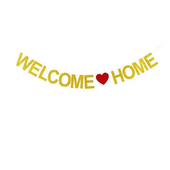 3M Creative Gold Pink Letter Welcome Home Flag Banner Γενέθλια Γάμος Καλωσόρισμα Baby Party Background Hanging Garland Banner Deco