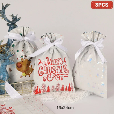 3/5 vnt. Linksmų Kalėdų raištelių dovanų maišelis Naujųjų metų 2024 Didelis saldainių sausainių pakavimo maišelis 2023 Navidad Kalėdinis namų dekoravimas