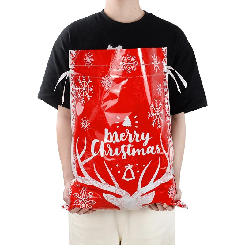 3/5 vnt. Linksmų Kalėdų raištelių dovanų maišelis Naujųjų metų 2024 Didelis saldainių sausainių pakavimo maišelis 2023 Navidad Kalėdinis namų dekoravimas