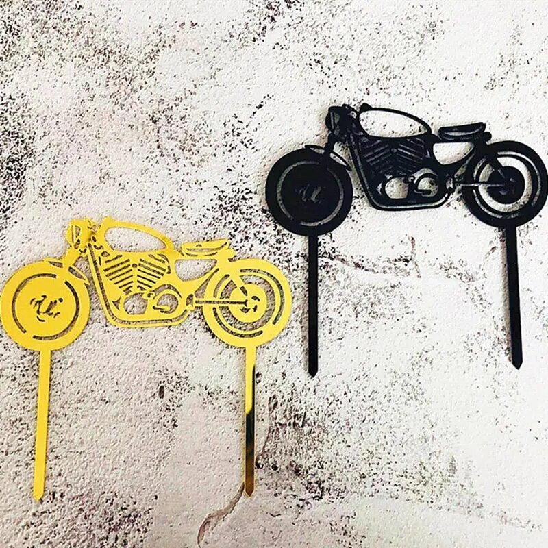 Lokomotyvo berniuko gimtadienio torto kepurė Akrilinis motociklas Happy Birthday Cake Toppers Dekoras Lokomotyvų vakarėlis Mėgstamiausias torto vėliavėlės