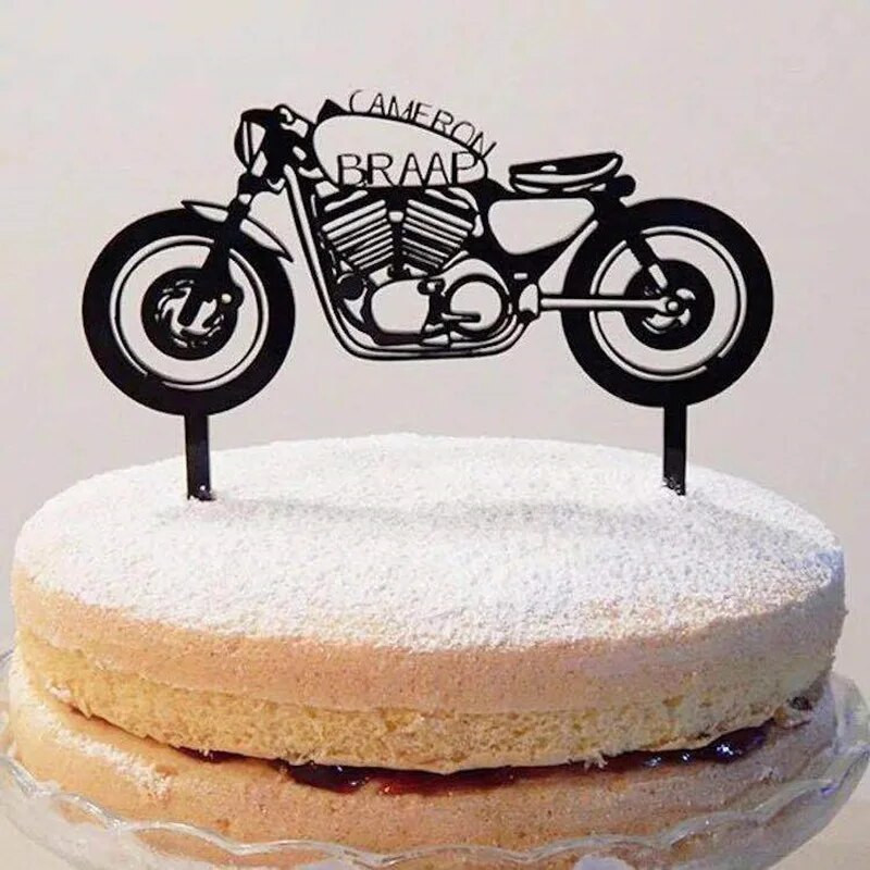 Lokomotyvo berniuko gimtadienio torto kepurė Akrilinis motociklas Happy Birthday Cake Toppers Dekoras Lokomotyvų vakarėlis Mėgstamiausias torto vėliavėlės