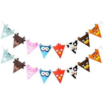 2M Creative Cute Cartoon Animal Triangle Flag Garland Children\'s Birthday Baby Shower Party Decoration Banner Bunting Party