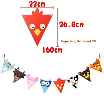 2M Creative Cute Cartoon Animal Triangle Flag Garland Children\'s Birthday Baby Shower Party Decoration Banner Bunting Party