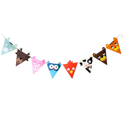 2M Kūrybingas mielas animacinis filmukas Gyvūno trikampio vėliava girlianda Vaikų gimtadienio kūdikių vakarėlio fono kekės reklamjuostės puošmena