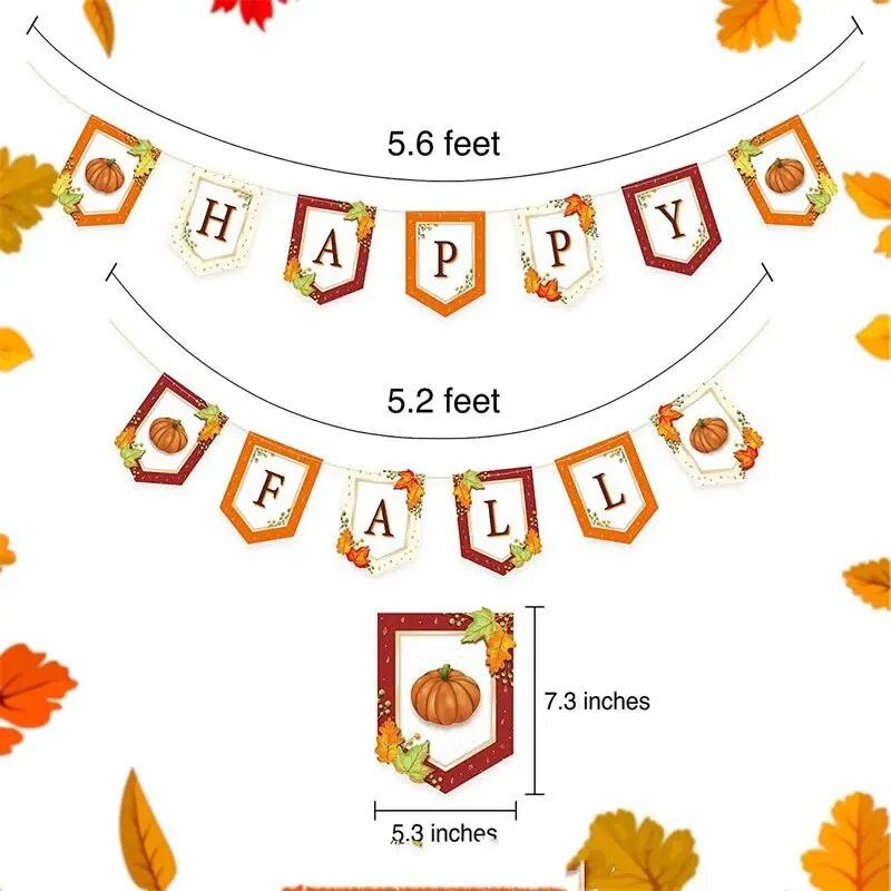 3M rudens derliaus nuėmimas Moliūgų klevo lapas Laimingas rudeninis laiškas reklamjuostė Padėkos šventės vakarėlis Kabanti ešerių girlianda Namų dekoro reikmenys