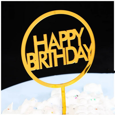 Naujas Happy Birthday torto dangtelis Akrilas Aukso rožinis keksiukų tvarsčiai Vaikų gimtadienio vakarėliui Torto vėliavėlė Dekoravimo kepimo reikmenys