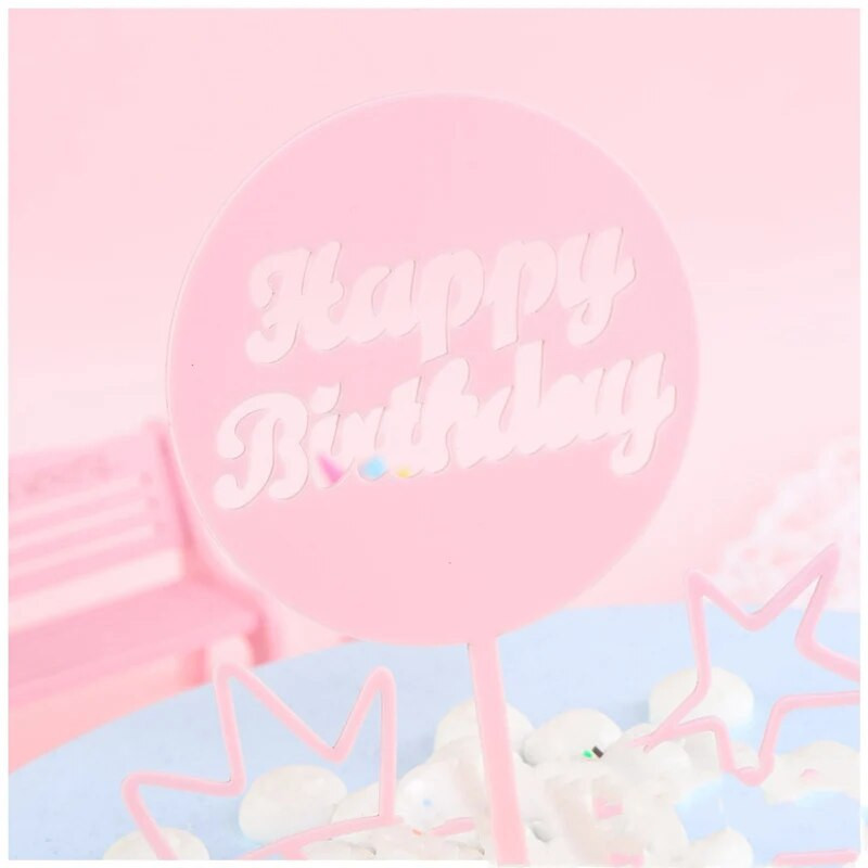 Naujas Happy Birthday torto dangtelis Akrilas Aukso rožinis keksiukų tvarsčiai Vaikų gimtadienio vakarėliui Torto vėliavėlė Dekoravimo kepimo reikmenys