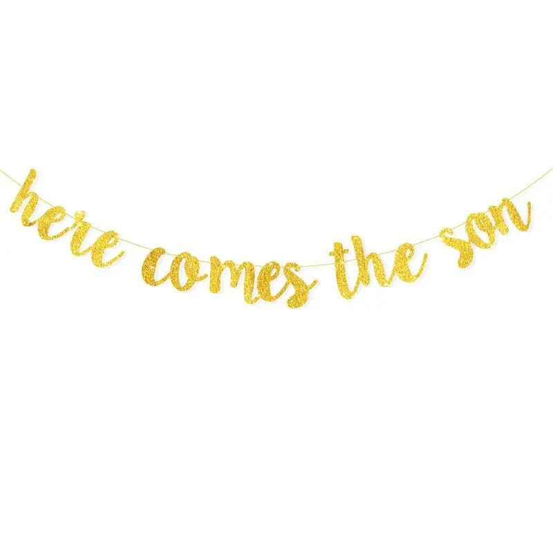 3M Baby Shower Vakarėlio dekoravimo vėliavėlė Štai ateis sūnus žėrinčios rožinės girliandos gimtadienio sveikinimas Kūdikių vakarėlis Kabanti ryšuliai Decora