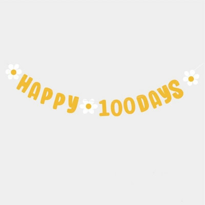 Ins Little Daisy 100 Days Happy Birthday Pulling Flag Birthday Happy Baby Shower Party Κρεμαστή γιρλάντα DIY Διακόσμηση