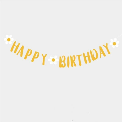 Ins Little Daisy 100 Days Happy Birthday Pulling Flag Birthday Happy Baby Shower Party Κρεμαστή γιρλάντα DIY Διακόσμηση