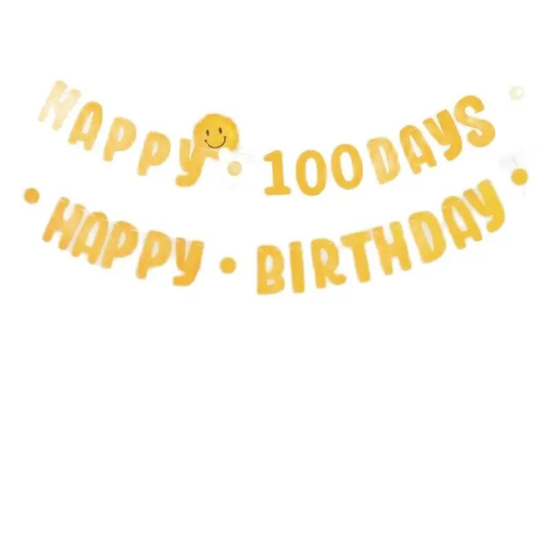 Ins Little Daisy 100 dienų su gimtadieniu, vėliavos traukimas su gimtadieniu Linksmas kūdikių vakarėlis Kabanti girlianda „pasidaryk pats“ dekoracija