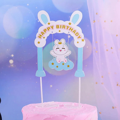 ins Kūrybinis animacinis filmas Happy Birthday Cake Topper Mielas arkos gimtadienio vakarėlis Cupcake Topper skirtas Baby Shower Tortai deserto dekoravimas