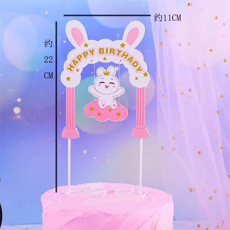 ins Kūrybinis animacinis filmas Happy Birthday Cake Topper Mielas arkos gimtadienio vakarėlis Cupcake Topper skirtas Baby Shower Tortai deserto dekoravimas