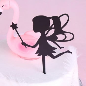 New Girl Happy Birthday Cake Topper Magic Wand Pink Acrylic Cupcake Toppers For Baby Shower Birthday Party Dessert decoration