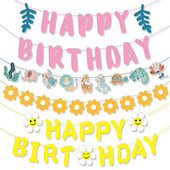 Su gimtadieniu Laiškas traukiamas vėliavėlė Šypsenėlė Saulėgrąža Daisy Lapai Gimtadienio sveikinimas Kūdikių vakarėlis Kabanti ešerių girliandos puošmena