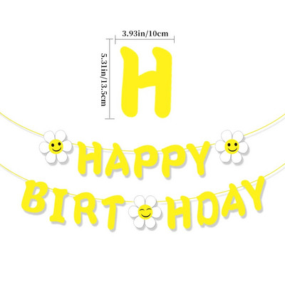 Su gimtadieniu Laiškas traukiamas vėliavėlė Šypsenėlė Saulėgrąža Daisy Lapai Gimtadienio sveikinimas Kūdikių vakarėlis Kabanti ešerių girliandos puošmena