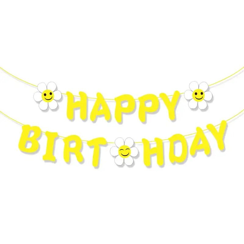 Su gimtadieniu Laiškas traukiamas vėliavėlė Šypsenėlė Saulėgrąža Daisy Lapai Gimtadienio sveikinimas Kūdikių vakarėlis Kabanti ešerių girliandos puošmena