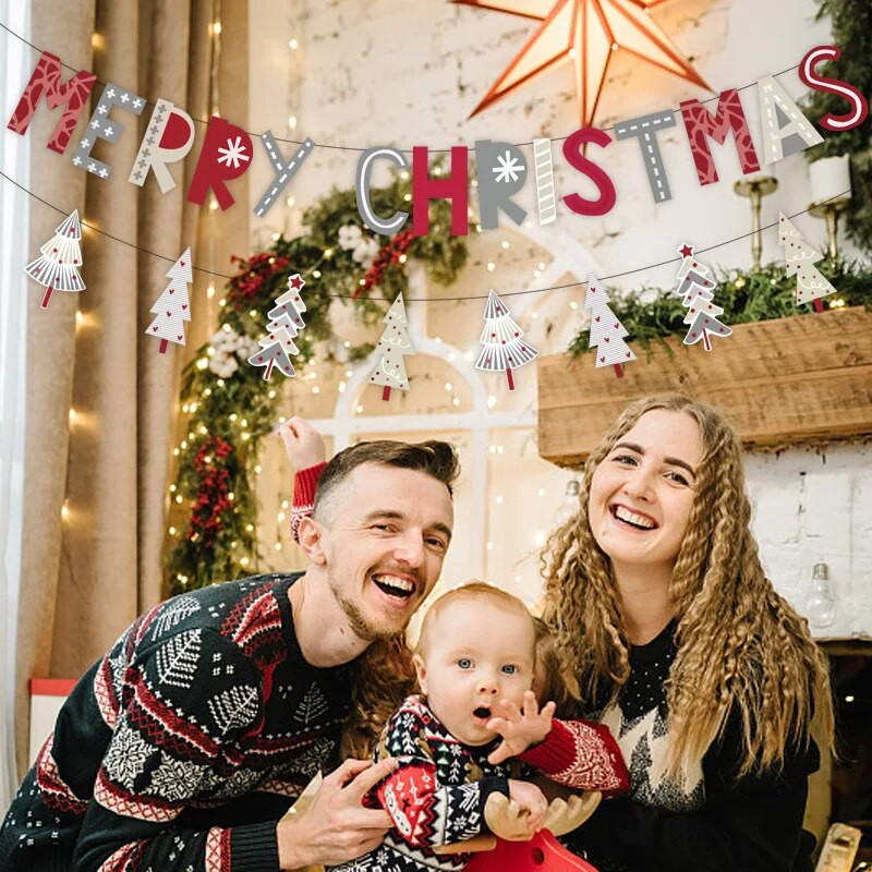 Kalėdų puošmena Linksmų Kalėdų Laiškas Ištraukite Vėliavos Vaikams Kalėdų Navidad Naujųjų Metų vakarėlio fonas Pakabinamas šukės girliandos dekoras