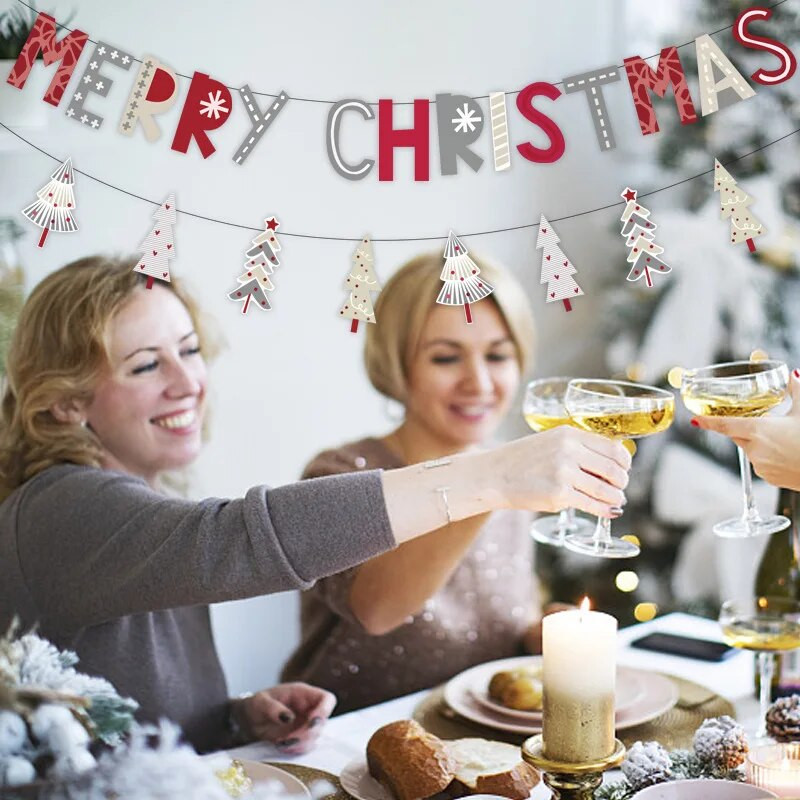 Kalėdų puošmena Linksmų Kalėdų Laiškas Ištraukite Vėliavos Vaikams Kalėdų Navidad Naujųjų Metų vakarėlio fonas Pakabinamas šukės girliandos dekoras