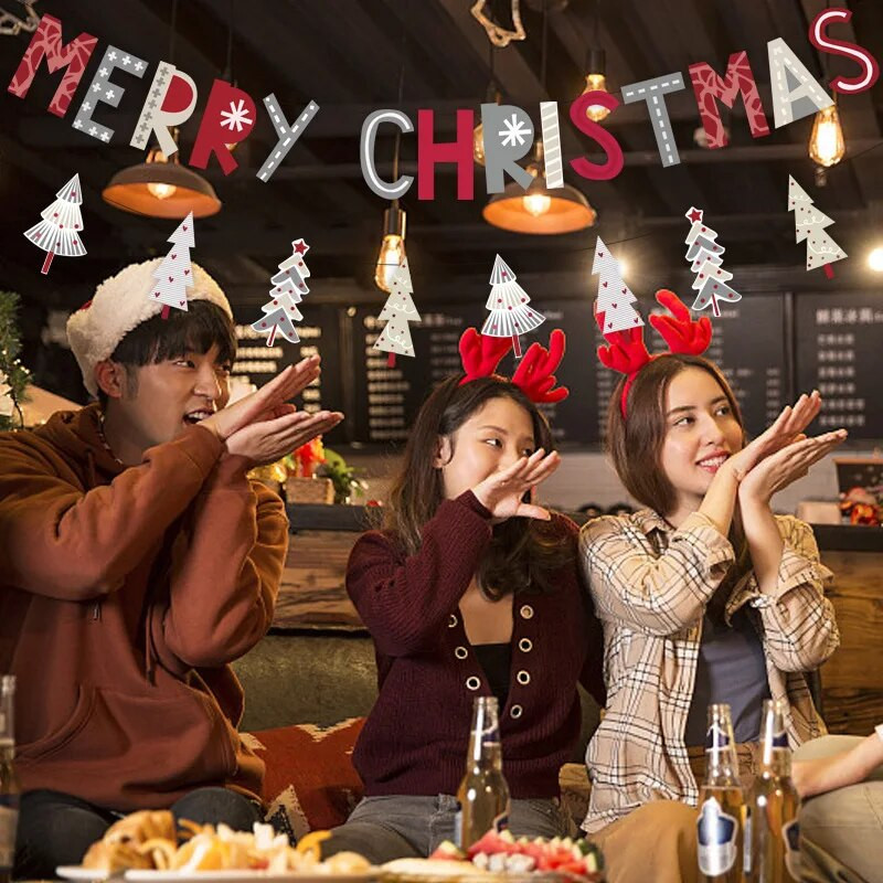 Kalėdų puošmena Linksmų Kalėdų Laiškas Ištraukite Vėliavos Vaikams Kalėdų Navidad Naujųjų Metų vakarėlio fonas Pakabinamas šukės girliandos dekoras