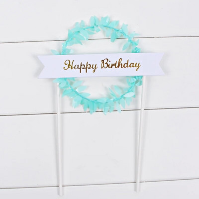 Naujas putojantis girlianda Happy Birthday torto dangtelis „pasidaryk pats“ Rožinio aukso vaikų vakarėliui skirtas pyragas, skirtas Baby Shower Torto deserto dekoravimui